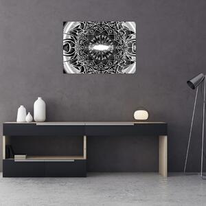 Tablou cu ornamente alb negre (70x50 cm)