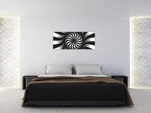 Tablou abstract cu spirala alb neagră (120x50 cm)