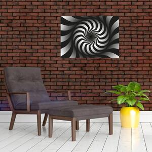 Tablou abstract cu spirala alb neagră (70x50 cm)