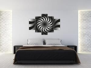 Tablou abstract cu spirala alb neagră (150x105 cm)