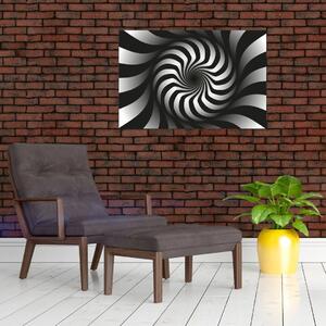 Tablou abstract cu spirala alb neagră (90x60 cm)
