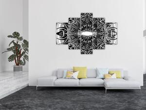 Tablou cu ornamente alb negre (150x105 cm)