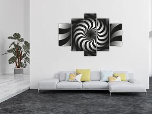 Tablou abstract cu spirala alb neagră (150x105 cm)