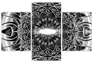Tablou cu ornamente alb negre (90x60 cm)