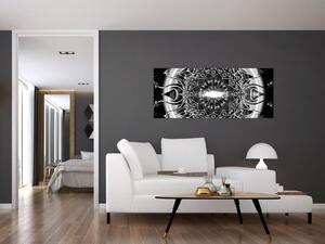 Tablou cu ornamente alb negre (120x50 cm)