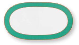 Platou oval din porțelan Pip Chique Gold-Green 28x16x2cm