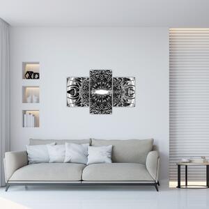 Tablou cu ornamente alb negre (90x60 cm)