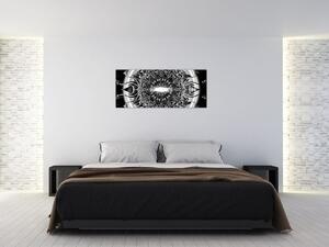 Tablou cu ornamente alb negre (120x50 cm)
