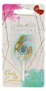 Lumânare aniversară pentru tort, Giftdesign, cifra 6, colecția Flower, 4.5 cm