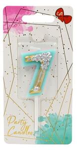 Lumânare aniversară pentru tort, Giftdesign, cifra 7, colecția Flower, 4.5 cm