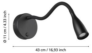 Eglo 901781 - Lampă de perete flexibilă LED cu USB OLIVANDINO, 3,8 W, 230 V, negru