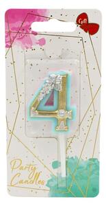 Lumânare aniversară pentru tort, Giftdesign, cifra 4, colecția Flower, 4.5 cm
