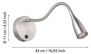 Eglo 901783 OLIVANDINO - lampă de perete LED flexibilă cu USB, 3,8W/230V, crom