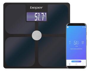 Cantar inteligent Beper P303BIP050, Wi-Fi Smart, 180 kg, 21 analize diferite, BMI, Sticla, Negru