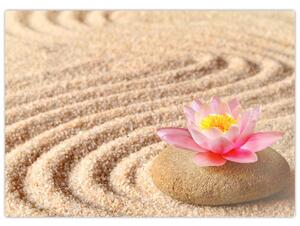Tablou cu piatră și floare pe nisip (70x50 cm)