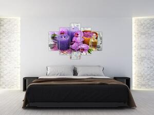 Tablou cu orhidee și lumănări (150x105 cm)