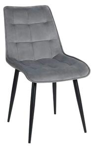 Scaun RON, gri deschis/negru, stofa catifelata/metal, 48x62x87 cm
