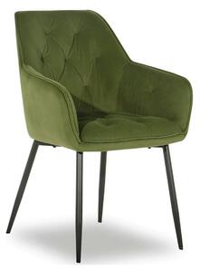 Scaun BEL NEW, verde/negru, stofa catifelata/metal, 58x63x86 cm