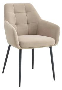 Scaun UGO NEW, bej/negru, stofa catifelata/metal, 58x62x85 cm