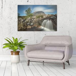 Tablou cu cascadele și munți (90x60 cm)