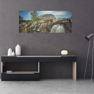 Tablou cu cascadele și munți (120x50 cm)