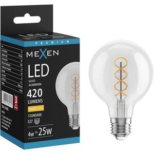 Mexen Vintis, Bec LED cu filament E27, G80, 4 W, alb cald 2700K, transparent, L165-E27-0427-00