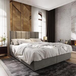 Pat boxspring tapițat MERALIS 140x200 cm gri Saltea: Saltea cu arcuri Bonell