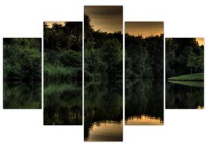 Tablou cu lac în pădure (150x105 cm)