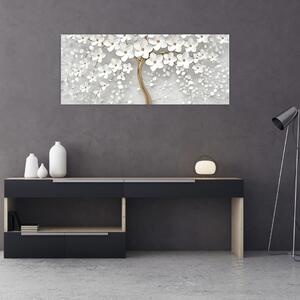 Tablou cu copac alb cu flori (120x50 cm)