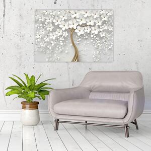 Tablou cu copac alb cu flori (90x60 cm)