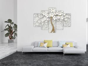 Tablou cu copac alb cu flori (150x105 cm)