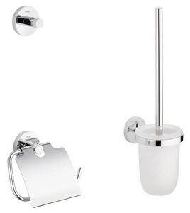 Set accesorii baie Grohe Essentials City 3 in 1, perie WC cu suport, suport hartie igienica, cuier prosop, fixare ascunsa, crom-40407001