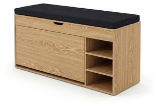 Dulap pentru pantofi cu loc de șezut și rafturi retractabile GRADIA, 100 x 34 x 50 cm, maro