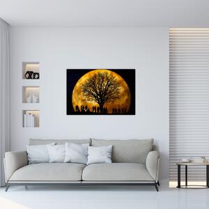 Tablou cu luna și siluete (90x60 cm)