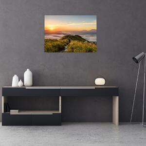 Tablou cu munți în apus de soare (70x50 cm)