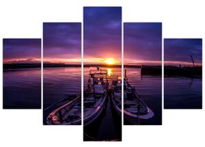 Tablou cu barci pescărești în port (150x105 cm)