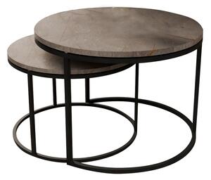 Set de 2 masute de cafea Solme marmura gri melamina metal negru 60x60x45 cm