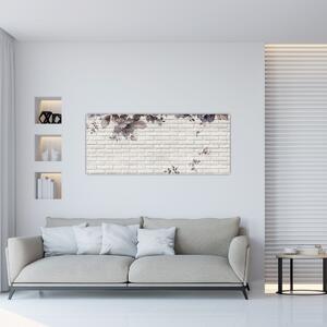 Tablou cu perete și buchet (120x50 cm)