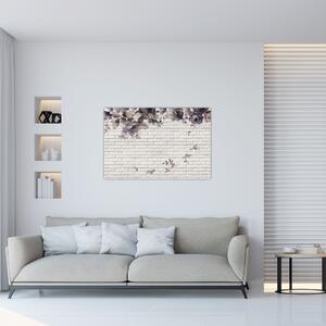 Tablou cu perete și buchet (90x60 cm)