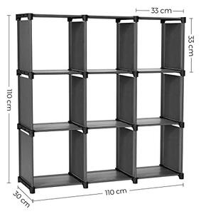 Raft cu 9 cuburi, Songmics, Negru, 110x30x110 cm