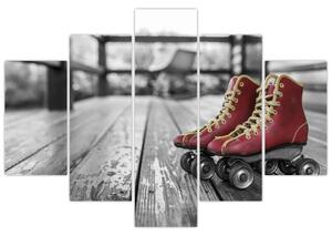 Tablou cu pantofi cu role vechi roșii (150x105 cm)