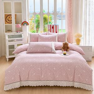 Lenjerie de pat bumbac 100%, 4 piese, model flori delicate, BCP407