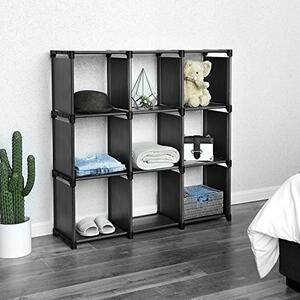 Raft cu 9 cuburi, Songmics, Negru, 110x30x110 cm