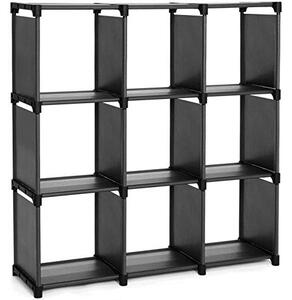 Raft cu 9 cuburi, Songmics, Negru, 110x30x110 cm