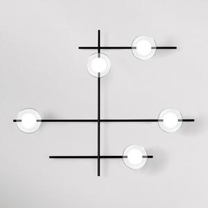Miloox by Sforzin Aplică Mikado, clară/sablată, 5 becuri, reglabil, Negru, Camera de zi / sufragerie, Metal, Design