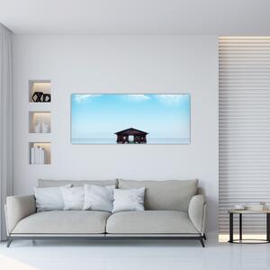 Tablou cu casă pe mare (120x50 cm)