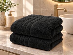 2x prosop Confort 70x140 cm negru, 100% bumbac