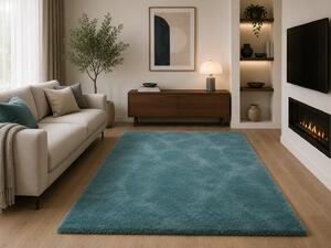 Covor Belgian din Microfibra, Model Sky 71301 099 Lavabil, Fir moale, Turcoaz 160 x 230