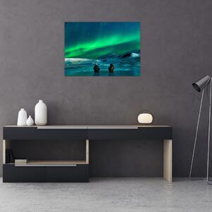 Tablou cu oameni la Aurora borealis (70x50 cm)