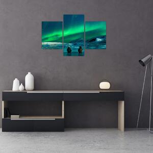 Tablou cu oameni la Aurora borealis (90x60 cm)